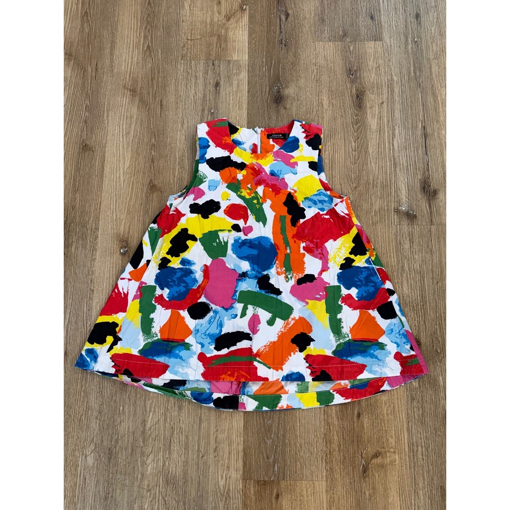 Kate Spade Saturday Trapeze Top Womens Medium Multicolor Abstract Paint Stroke
